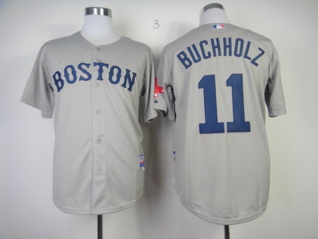 Men Boston Red Sox #11 Buchholz Grey MLB Jerseys->boston red sox->MLB Jersey
